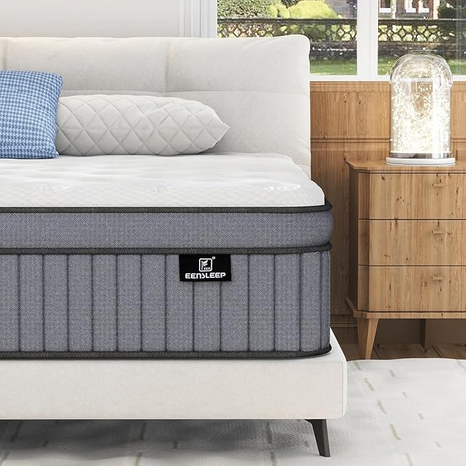 King Size Mattress - Upgrade Strengthen - 12 Inch Hybrid King Mattress in a Box, Mattress King Size with High density Memory Foam and Independent Pocket Springs, Strong Edge Support,Firm - LeafyLoom