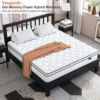 Vesgantti Full Size Mattress, 12 Inch Hybrid Full Mattress in a Box, Double Mattress with Memory Foam and Pocket Spring, Ergonomic Design & Pressure Relief, Medium Firm Feel, 54"*75"*12" - LeafyLoom