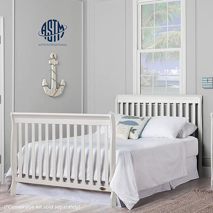 Dream On Me Ashton 4-In-1 Convertible Crib In White, Greenguard Gold, JPMA Certified, Non-Toxic Finishes, Features 4 Mattress Height Settings, Made Of Solid Pinewood - LeafyLoom