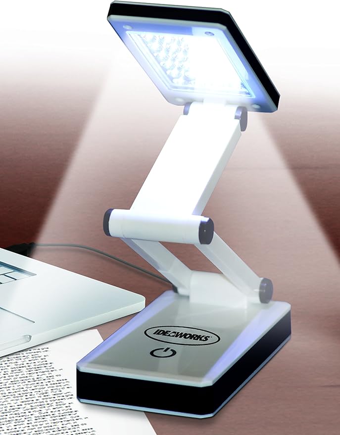 IdeaWorks LED Lamp for Desk - Collapsible, Portable from Home to Office, Acrylonitrile Butadiene Styrene, White - LeafyLoom