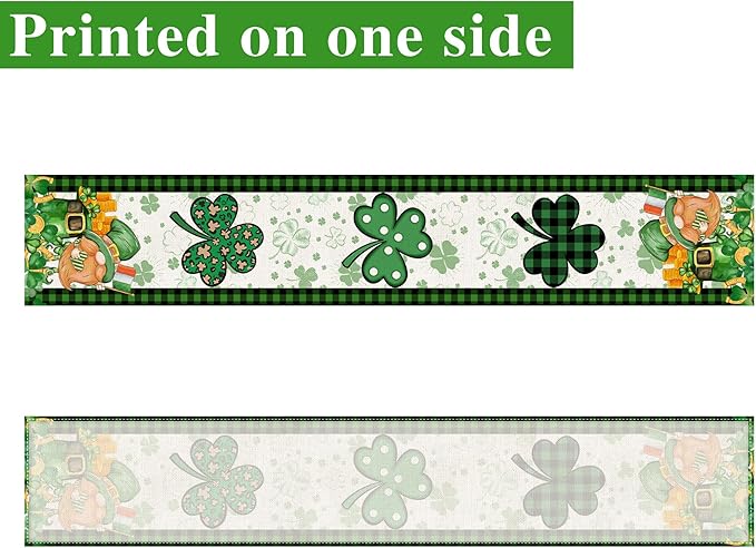 St Patricks Day Table Runner 72 Inches Long Gnome Shamrock Table Runner Happy Saint Patrick’s Day Decor for Kitchen Dining Table Home Party Decorations Unibyby