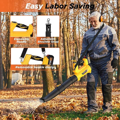 Cordless Leaf Blower, 6 Speed Modes, 150 mph Max Wind Speed, 500 cfm, Digital Display Leaf Blower Cordless with 21V 5.2Ah Battery and Charger for Lawn Care & Garden Maintenance - LeafyLoom