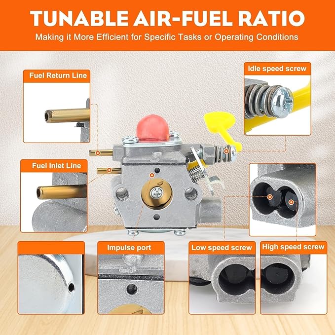Hipa BVM200VS Carburetor for Poulan 545081831 PPB430VS VS2000BV Leaf Blower Parts WT-847 with Air Filter Primer Bulb Fuel Line Kit - LeafyLoom