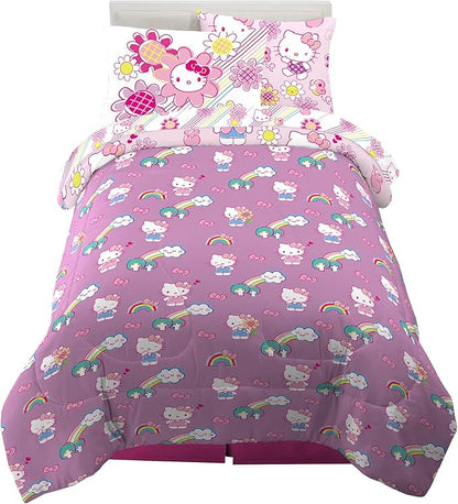 Franco Kids Bedding Super Soft Comforter and Sheet Set with Sham, 5 Piece Twin Size, Hello Kitty - LeafyLoom