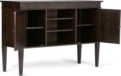 SIMPLIHOME Carlton SOLID WOOD 54 Inch Wide Transitional TV Media Stand in Dark Tobacco Brown for TVs up to 60 Inches, For the Living Room and Entertainment Center - LeafyLoom