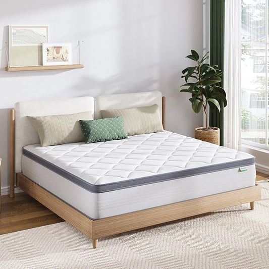 Novilla Full Mattress, 10 Inch Hybrid Full Mattress in a Box, Pocket Innerspring Pillow Top Mattress Full for Motion Isolation, Pressure Relief & Enhanced Edge Support, Medium Firm Feel - LeafyLoom