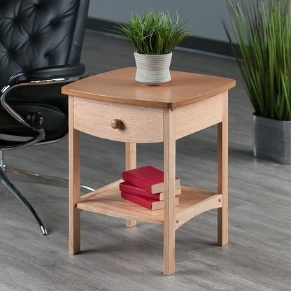 Winsome Basics Solid Wood End Table Nightstand - LeafyLoom