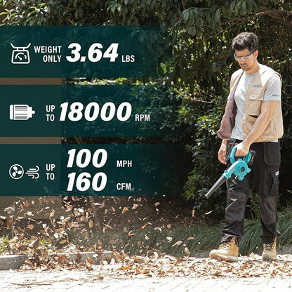 Berserker 20V Leaf Blower Cordless 2.0Ah Battery Operated and Charger Included,2-in-1 Compact Electric Powered Handheld Lightweight Variable-Speed Yard Vacuum for Lawn Care,Snow Blowing,Dust Cleaning - LeafyLoom