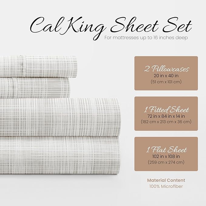 Linen Market 4 Piece California King Bedding Sheet Set (Thatch Gray) - Sleep Better Than Ever with These Ultra-Soft & Cooling Bed Sheets for Your Cal King Size Bed - Deep Pocket Fits 16" Mattress - LeafyLoom