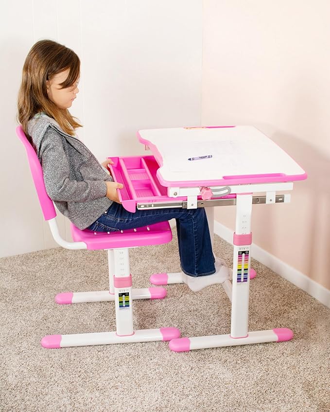 VIVO Height Adjustable Kids Desk Chair, Chair Only, Designed for Interactive Workstation, Universal Children's Ergonomic Seat, Pink, DESK-V201P-CH - LeafyLoom