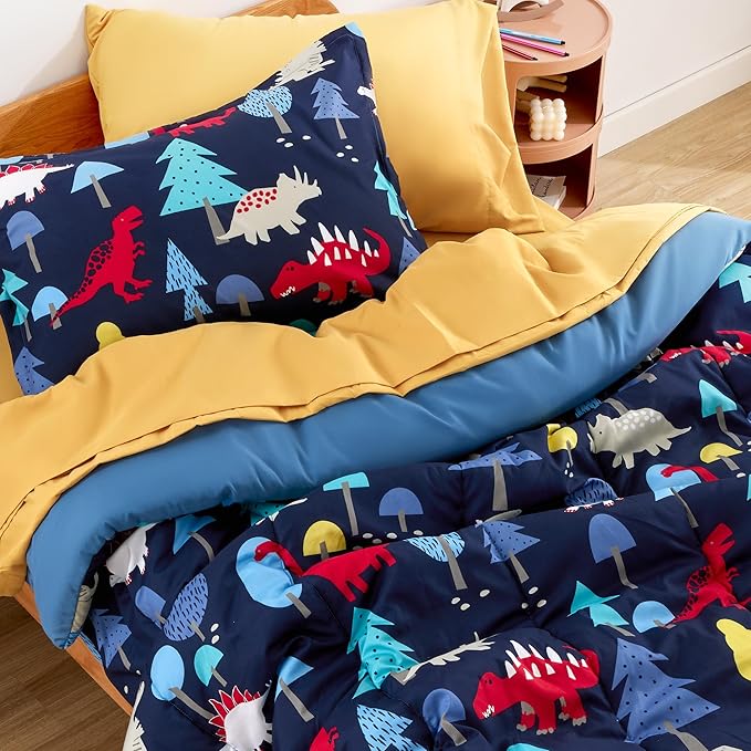 SLEEP ZONE Kids Bedding Twin Comforter Set - Cute Printed for Boys, Girls, Teens, Super Soft, Fade Resistant (Dinosaur Land, Twin) - LeafyLoom