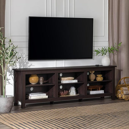 Walker Edison Wren Classic 6 Cubby TV Stand for TVs up to 80 Inches, 70 Inch, Espresso - LeafyLoom