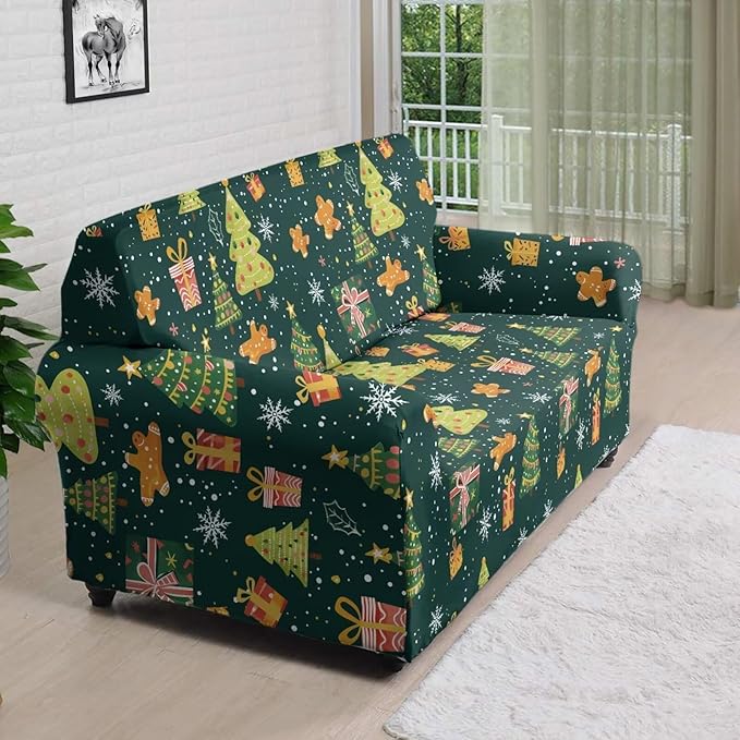 FKELYI Christmas Tree Sofa Couch Cover Comfortable Furniture Protector with Elastic Bottom Stretch Sofa Slipcover for Living Room L FKELYI