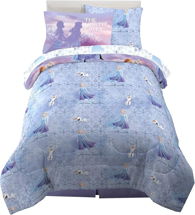 Disney Frozen 2 Kids Bedding Super Soft Comforter and Sheet Set with Sham, 5 Piece Twin Size, "Official" Disney Product By Franco - LeafyLoom