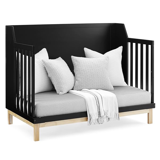 GAP babyGap Oxford 6-in-1 Convertible Crib - Greenguard Gold Certified, Ebony/Natural - LeafyLoom