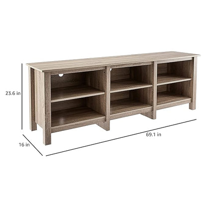 ROCKPOINT 70inch TV Stand Storage Media Console Entertainment Center,Driftwood - LeafyLoom