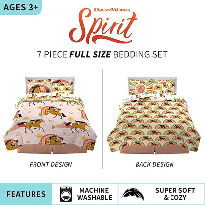 Franco Kids Bedding Super Soft Comforter and Sheet Set with Sham, 7 Piece Full Size, Spirit Riding Free - LeafyLoom