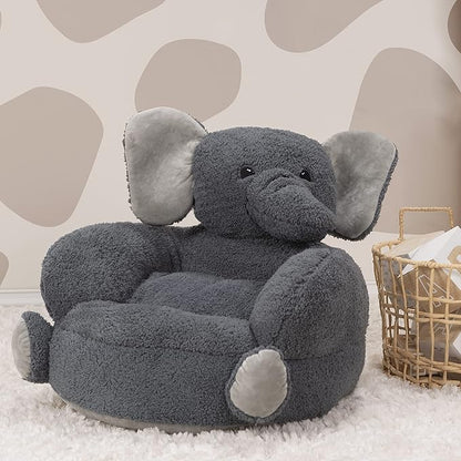 Trend Lab Elephant Toddler Chair Plush Character Kids Chair Comfy Furniture Pillow Chair for Boys and Girls, 21 x 19 x 19 inches - LeafyLoom