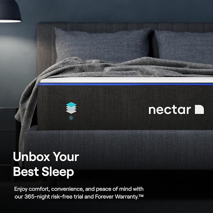 Nectar Twin Mattress 12 Inch - Medium Firm Gel Memory Foam - Cooling Comfort Technology - 365-Night Trial - Forever Warranty ,White - LeafyLoom