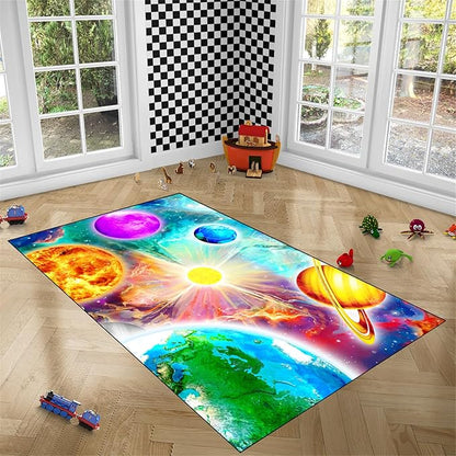 Space Rug for Boys Room - Solar System Rugs for Boys Bedroom Outer Space Area Rug for Boys Bedroom Kids Rugs for Playroom Galaxy Area Rugs for Kids Bedroom Space Rug Living Room,5'×7' - LeafyLoom