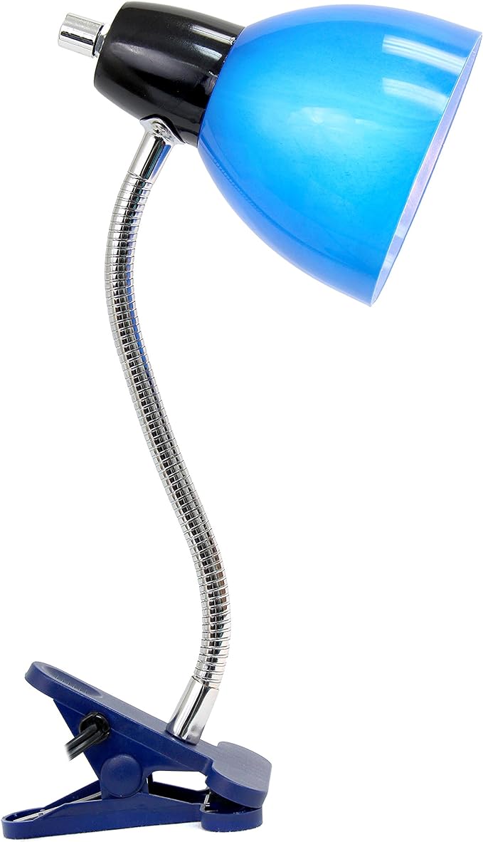 Simple Designs LD2014-BLU Adjustable Desk Clip Lamp Light, for Desks, Nightstands, Reading, Blue - LeafyLoom