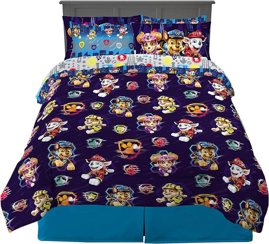 Franco Kids Bedding Super Soft Comforter and Sheet Set with Sham, 7 Piece Full Size, Paw Patrol Movie - LeafyLoom