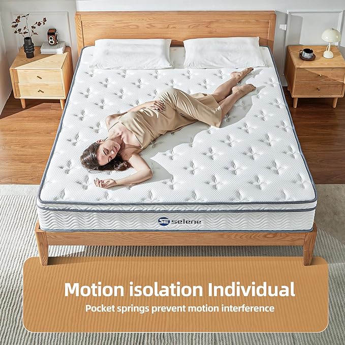 King Size Mattress, 10 Inch King Mattress with Pocket Spring and Memory Foam for Pressure Relief, Motion Isolation, Edge Support, Medium Firm Mattress in a Box, CertiPUR-US, White - LeafyLoom