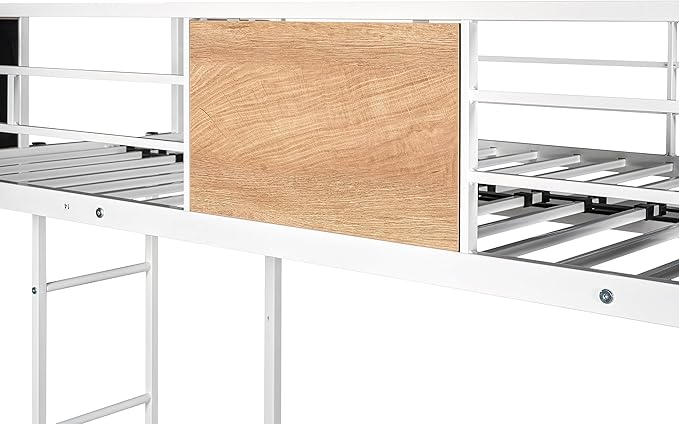 Twin over Full Bunk Bed with Trundle,Heavy-duty Sturdy Metal,Noise Reduced,Safety Guardrail,Wooden Decoration,Convenient-Trundle,Bunk-Bed for Three,CPC Certified,No Box Spring Needed,White - LeafyLoom