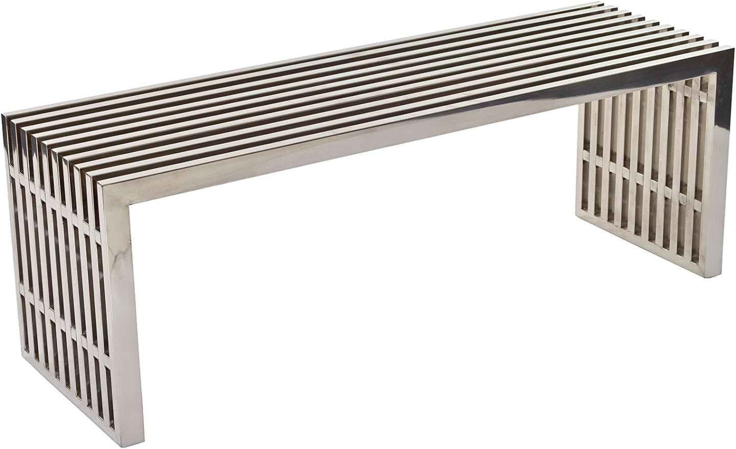 Modway Medium Gridiron Stainless Steel Bench - LeafyLoom