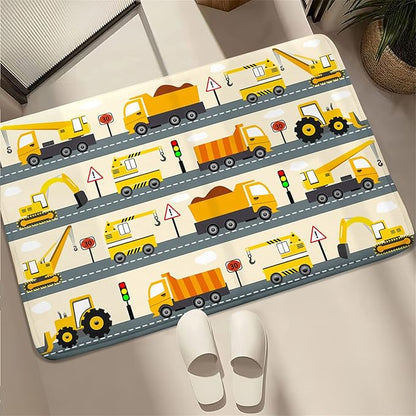 Construction Rug Car Rug Construction Rugs for Boys Room Cartoon Truck Area Rug Construction Play Mat Car Rug for Boys Room Construction Decor for Boys Room 2'×3' - LeafyLoom