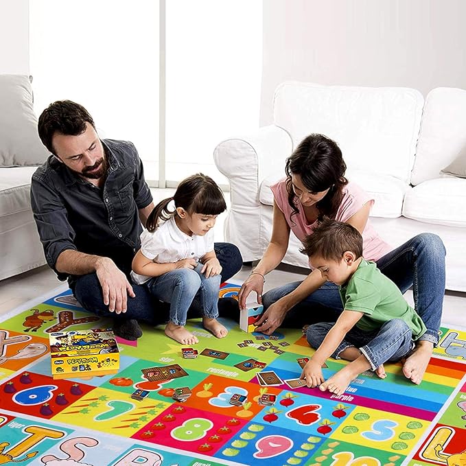 Kids Educational Rug Playtime Collection ABC, Numbers and Shapes Learning Carpet Kids Play Rug Mat Playmat for Playroom Bedroom, 55.1 x 43.3 inch - LeafyLoom