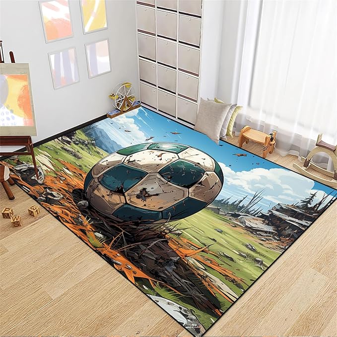 Football Rug for Boys Bedroom - Kids Rug Football Rug Basketball Rugs for Teen Boys Bedroom Football Carpet for Boys Bedroom Football Rugs for Boys Girls Sports Room,5'×7' - LeafyLoom