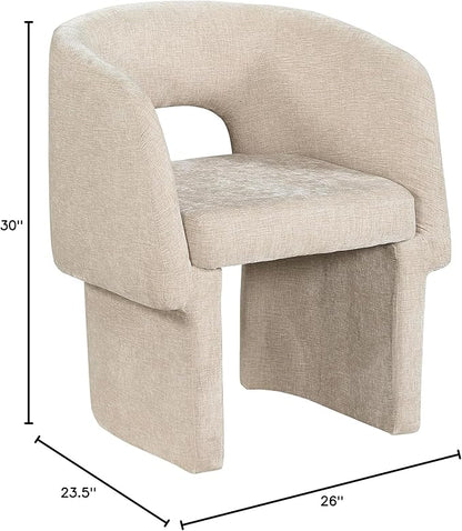 Meridian Furniture Emmet Collection Modern | Contemporary Dining Accent Chair with Rich Fabric, Steel Inner Frame, 26" W x 23.5" D x 30" H, Beige - LeafyLoom