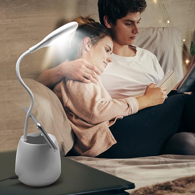 Aduro U-Light Aduro U-Light Desk Lamp Table Light with Wireless Speaker & Phone Stand Desk Organizer, Flexible Gooseneck Table Lamp - Perfect for Home Office White - LeafyLoom