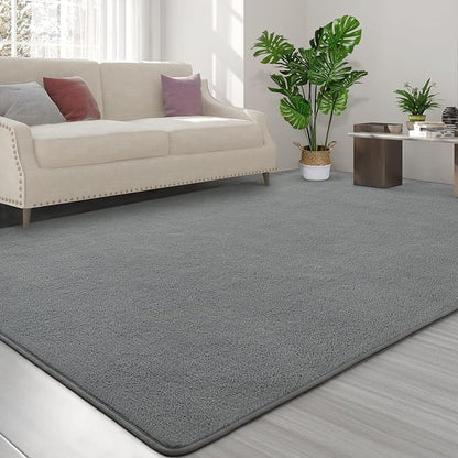 Area Rugs for Bedroom Living Room, 6x9 Grey Super Soft Comfy Thickened Memory-Foam Indoor Carpets, Modern Aesthetic Minimalist Carpet for Boys Girls Adults Apartment Nursery Home Décor - LeafyLoom