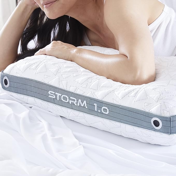 Bedgear Storm Performance Pillow - Size 1.0 - Cooling Bed Pillow for Hot Sleepers - Medium Firmness Pillow for All Sleep Positions, Hypoallergenic, Washable & Removable Cover - 20" W x 26" L x 5.25" H - LeafyLoom