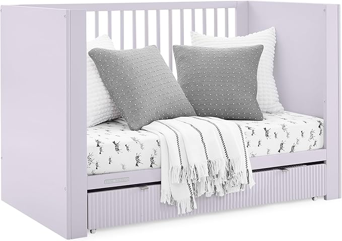 Delta Children Cassie 4-in-1 Convertible Crib with Underdrawer - Greenguard Gold Certified, Lilac - LeafyLoom