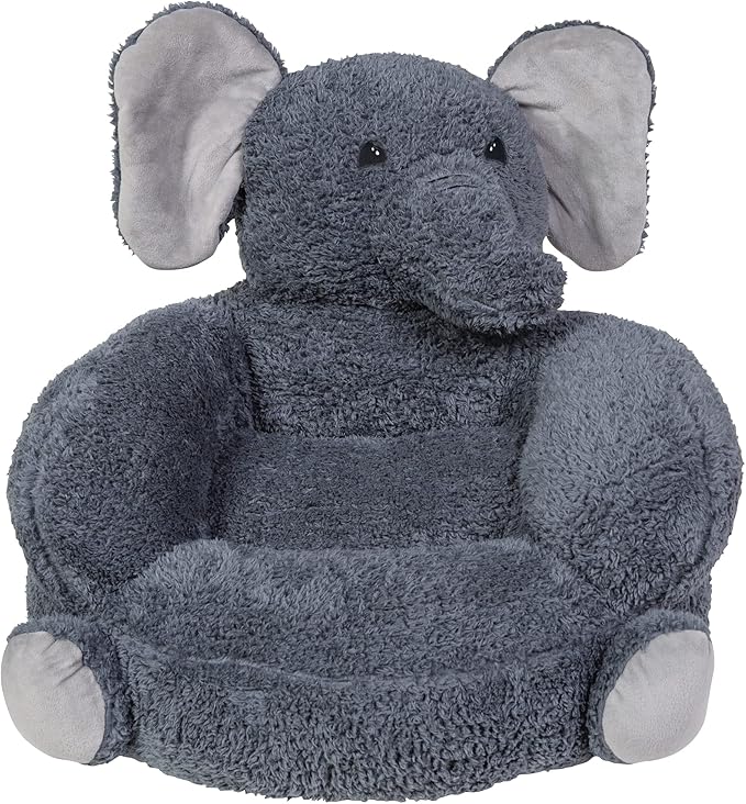 Trend Lab Elephant Toddler Chair Plush Character Kids Chair Comfy Furniture Pillow Chair for Boys and Girls, 21 x 19 x 19 inches - LeafyLoom