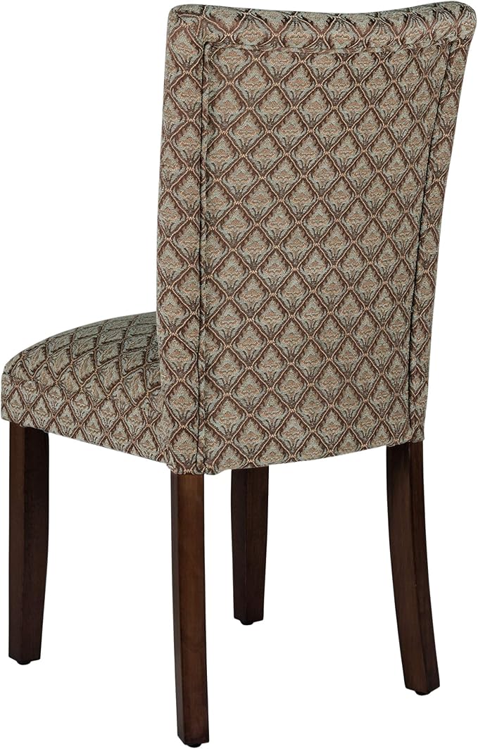 Homepop Home Decor |K1136-F662 | Classic Upholstered Parsons Dining Chair | Single Accent Dining Chair, Blue & Brown Damask - LeafyLoom