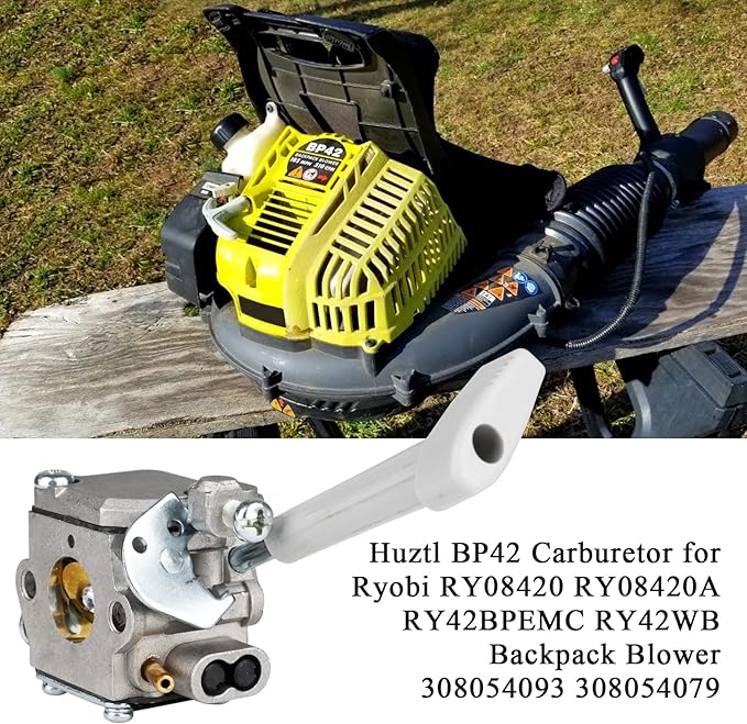 Huztl BP42 Carburetor for Ryobi RY08420 RY08420A RY42BPEMC RY42WB Backpack Blower 308054093 308054079 - LeafyLoom