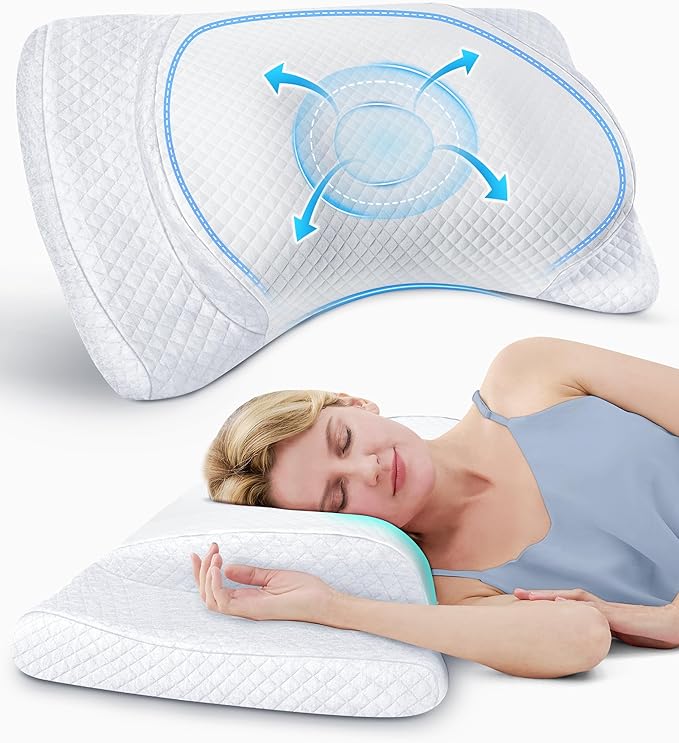 Ultra Comfort Cervical Neck Pillow for Pain Relief, Adjustable Side Sleeping Pillow Fit Shoulder Perfectly, Ergonomic Contour Memory Foam Pillow with Armrest Area, Bed Pillow for Back Stomach Sleeping - LeafyLoom