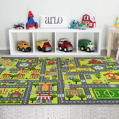 Zareas 4x6 FT Kids Area Rug Playmat Car Rug for Playroom, Children's Educational City Traffic Road Map Fun Carpet, Kids Baby Play Room Rug, City Pretend Play for Ages 3-12 Years Old, 48''x72'' - LeafyLoom