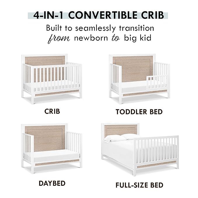 Carter's by DaVinci Radley 4-in-1 Convertible Crib in White & Coastwood, Greenguard Gold Certified - LeafyLoom