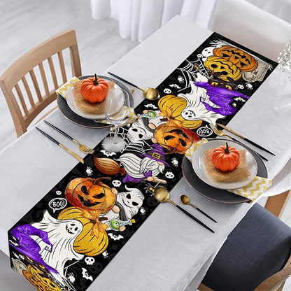 Halloween Table Runner 108 Inches Long Pumpkin Black Cat Halloween Table Runners Happy Halloween Boo Ghost Theme Decor for Kitchen Dining Table Home Party Decorations Unibyby