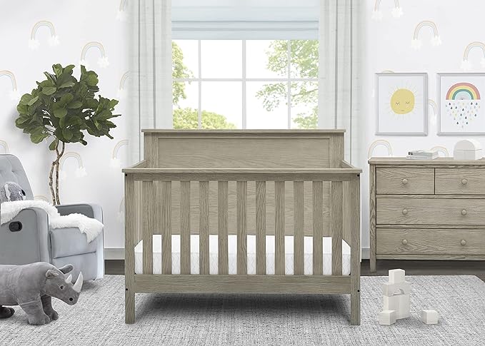 Delta Children Middleton 4-in-1 Convertible Baby Crib, Textured Limestone - LeafyLoom