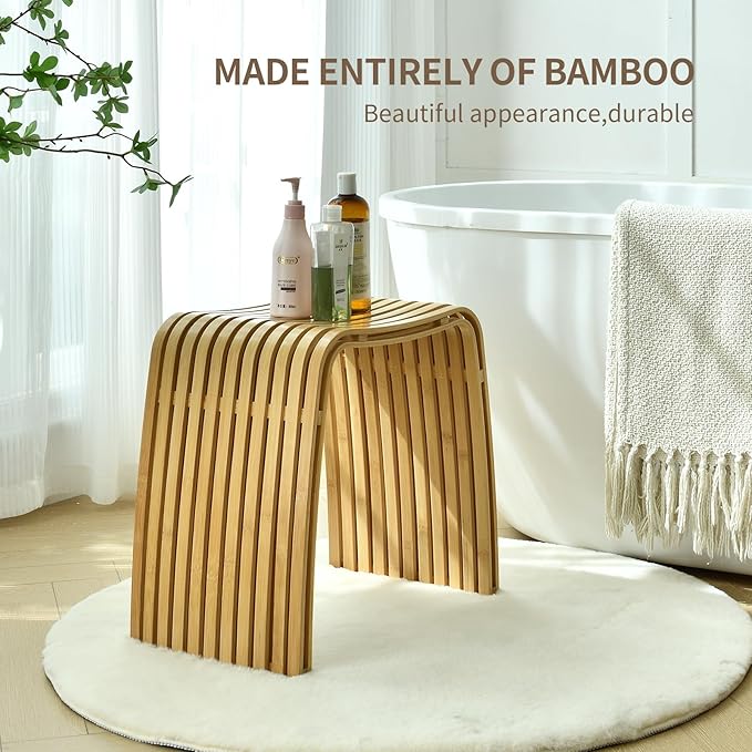 Bamboo Dining Stool Dining Chair Dressing Stool Shoe Stool Bathroom Stool Dining Room Bathroom Living Room Study Bedroom Durable and Beautifully Designed - LeafyLoom