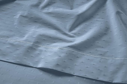 LANE LINEN 100% Egyptian Cotton Bed Sheets - 1000 Thread Count 3PC Twin Sheets Set, Long Staple Cotton Bedding Sheets, Sateen Weave, Luxury Hotel Sheets, Fits Upto 16" Mattress, Swiss Dot- French Blue - LeafyLoom