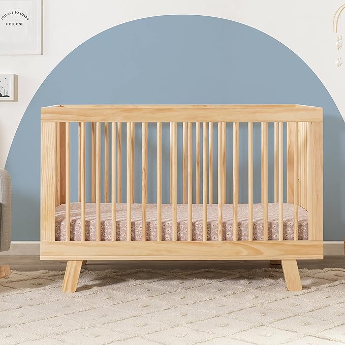 babyletto Hudson 3-in-1 Convertible Crib with Toddler Bed Conversion Kit in Natural, Greenguard Gold Certified - LeafyLoom