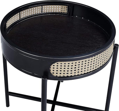 NicBex Coffee Table Wooden Coffee Table with Storage Round Center Tables with Strong Metal Legs End Table for Living Room, Dining Room, Office, and Bedroom,22" W, Black - LeafyLoom