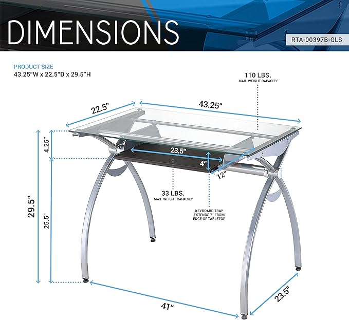 NicBex Laik-DW-00054-DX Desks, 43.25" W x 22.5" D x 29.5" H, White - LeafyLoom